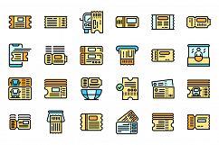 Bus ticketing icons set vector flat Product Image 1