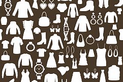   Set of clothing, shoes, accessories line and flat icons. Women&#039;s , Men&#039;s and Children&#039;s fashion. Seamless patterns with icons.  Product Image 5