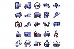 Car sharing icons set vector flat Product Image 1