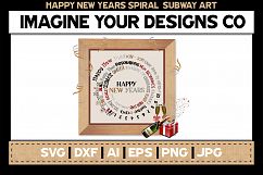 Happy New Years Printable Spiral Subway SVG Cut File Product Image 1