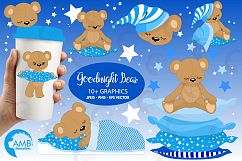Teddy bear, nursery, baby boy, baby blue bear, clipart, graphics, llustrations AMB-982 Product Image 1
