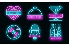 Nightclub logo set vector neon Product Image 1