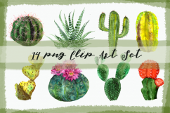 Watercolor Cactuses Clip Art Set Product Image 1