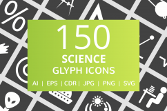 150 Science Glyph Inverted Icons Product Image 1