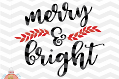 Christmas SVG - Merry and Bright SVG -Christmas Clipart Product Image 1