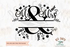 Mr &amp; Mrs split monogram frame, wedding decal SVG,DXF,PNG,EPS Product Image 1