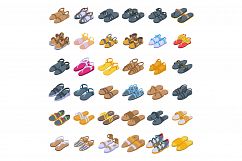 Sandals icons set, isometric style Product Image 1