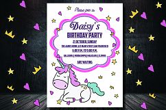 Unicorn Birthday Invitation Card Product Image 1