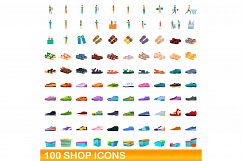 100 shop icons set, cartoon style Product Image 1