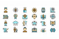 Interactive learning icons set vector flat Product Image 1