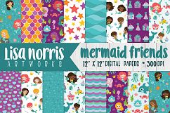 Mermaid Friends Digital Papers Product Image 1