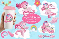 Magical Pink Unicorns clipart, graphics, illustrations AMB-1380 Product Image 1