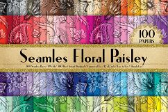 100 Seamless Floral Paisley Digital Paper 12 x 12 inch Product Image 1