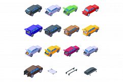 Trunk car icons set, isometric style Product Image 1