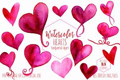 Hand Painted Watercolor Hearts Valentine&#039;s Day Graphics Product Image 1