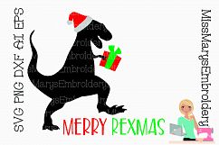 Merry Rexmas Santa T-Rex SVG Cutting File Product Image 1