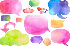 Watercolor Speech Bubbles Clipart Hand Painted Product Image 2