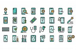 Mobile phone repair icons set vector flat Product Image 1