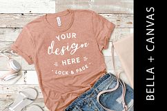Heather Prism Sunset Bella Canvas 3001 Tee Shirt Mockup Product Image 1