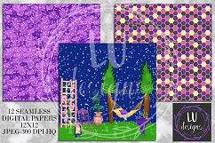 Summer Night Digital Papers, Starry Night Patterns, Summer Backgrounds Product Image 2