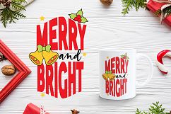 Merry and Bright Christmas SVG cut file Clipart Dxf Jpg Pdf Product Image 1