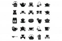 Chinese tea ceremony icons set, simple style Product Image 1