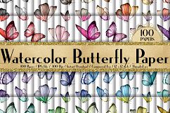 100 Seamless Colorful Watercolor Butterfly Digital Papers Product Image 1