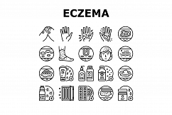 Eczema Disease Treat Collection Icons Set Vector Product Image 1