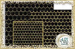 18 Digital Papers - Black and Gold Glitter - Mermaid Scale Tail Digital Paper, Texture of Mermaids Scales  : JPEG files 12X12 INCH each Product Image 5