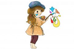 Little Artist Girl | Clip art illustration | JPEG/PNG Product Image 2