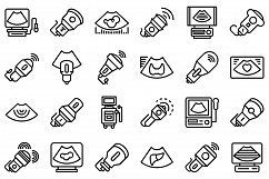 Sonograph icons set, outline style Product Image 1
