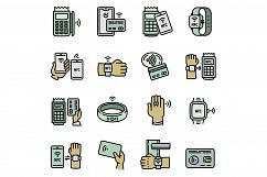 Nfc technology icons set, outline style Product Image 1