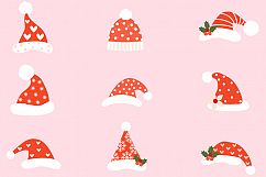 Hipster Santa hats clipart, Cute Christmas clip art Product Image 3