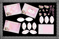 Pink Roses and Lace greeting card with deocuoage Product Image 1