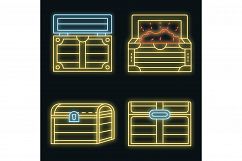 Dower chest icons set vector neon Product Image 1