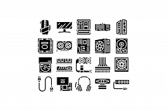 Computer Technology Glyph Set Vector Illustration flat Product Image 1