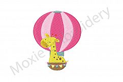 Giraffe Embroidery Design, Hot Air Balloon Giraffe Design Product Image 1