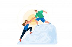 Mountain Climbing Man And Woman Couple Vector Product Image 1