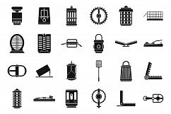 Danger animal trap icons set, simple style Product Image 1