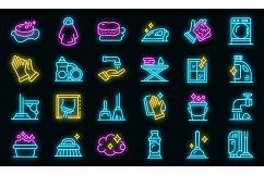 Housekeeping icons set vector neon Product Image 1