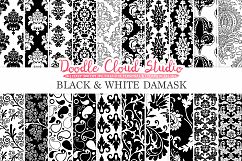 Black and White Damask digital paper, Swirls patterns, Digital Floral Damask, Black and White background for Personal &amp; Commercial Use Product Image 1