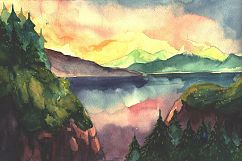 12 Artistic Watercolor Landscapes  Vector Copy Product Image 13