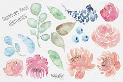Watercolor Animals, Flowers Clipart Product Image 7