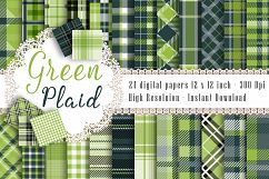 24 Seamless Greenery Plaid Digital Papers, Tartan, Gingham Product Image 1