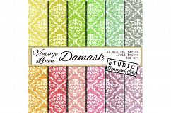 Vintage Linen Damask Digital Paper - 12 Pack Product Image 1