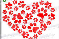 Paws Print Heart -Paw Print SVG - Paw Prints pattern - Paws Product Image 2