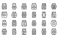 Pickled products icons set, outline style Product Image 1