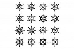 Ship wheel controller icons set, simple style Product Image 1