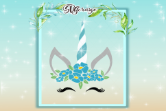 Unicorn Face With Flowers Svg Dxf Eps Png Svg Files Product Image 1