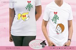 Mistletoe kisses, Girl and Boy mistletoe svg, Couple shirt Product Image 2